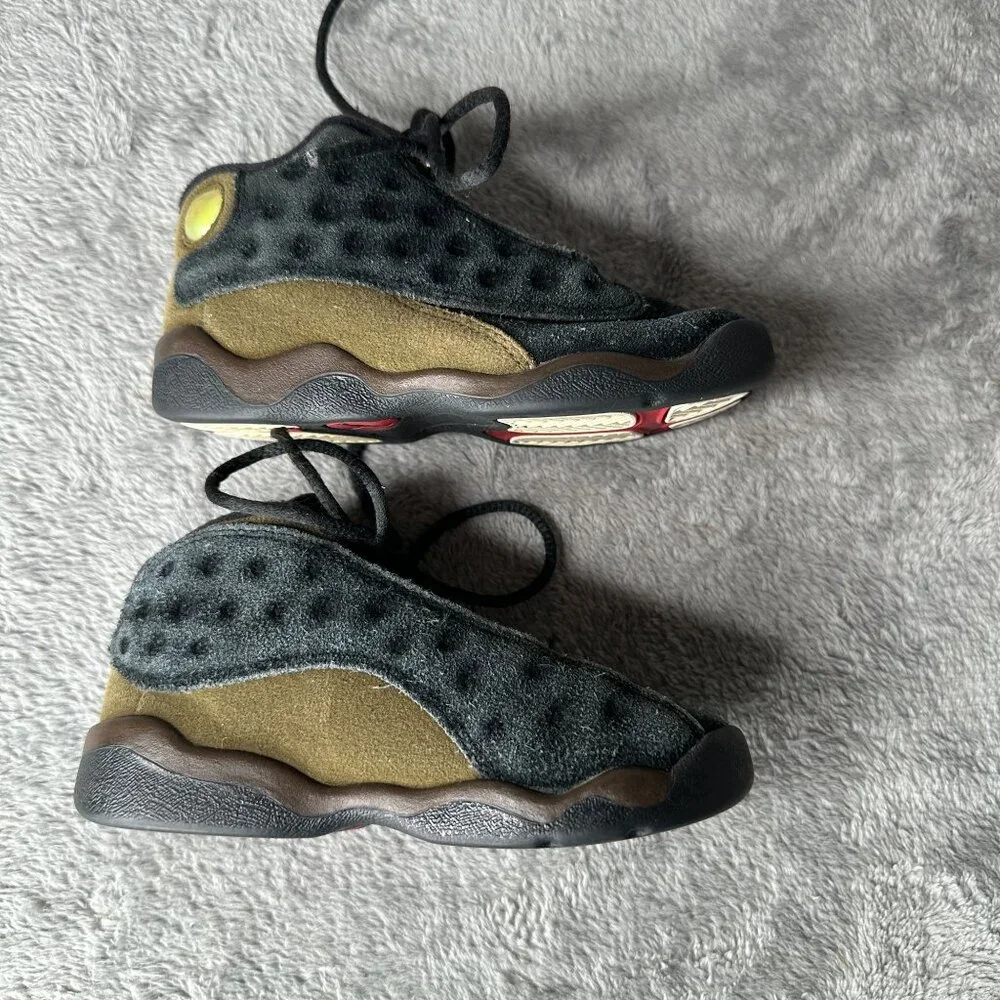 Nike Air Jordan 13 Retro Olive Toddler Shoes Size 9C Black Green Red Sneakers